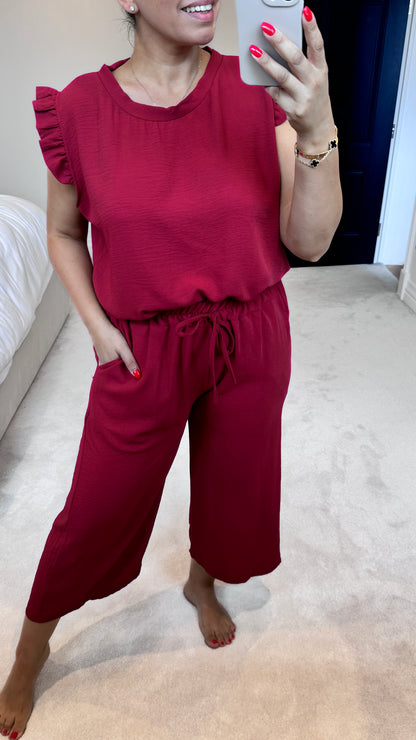 Fidelia Frill Detail Crepe Culotte Co-Ord Set