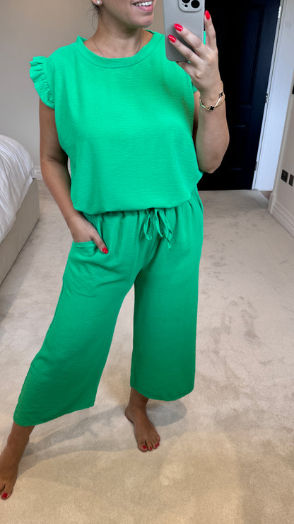 Fidelia Frill Detail Crepe Culotte Co-Ord Set