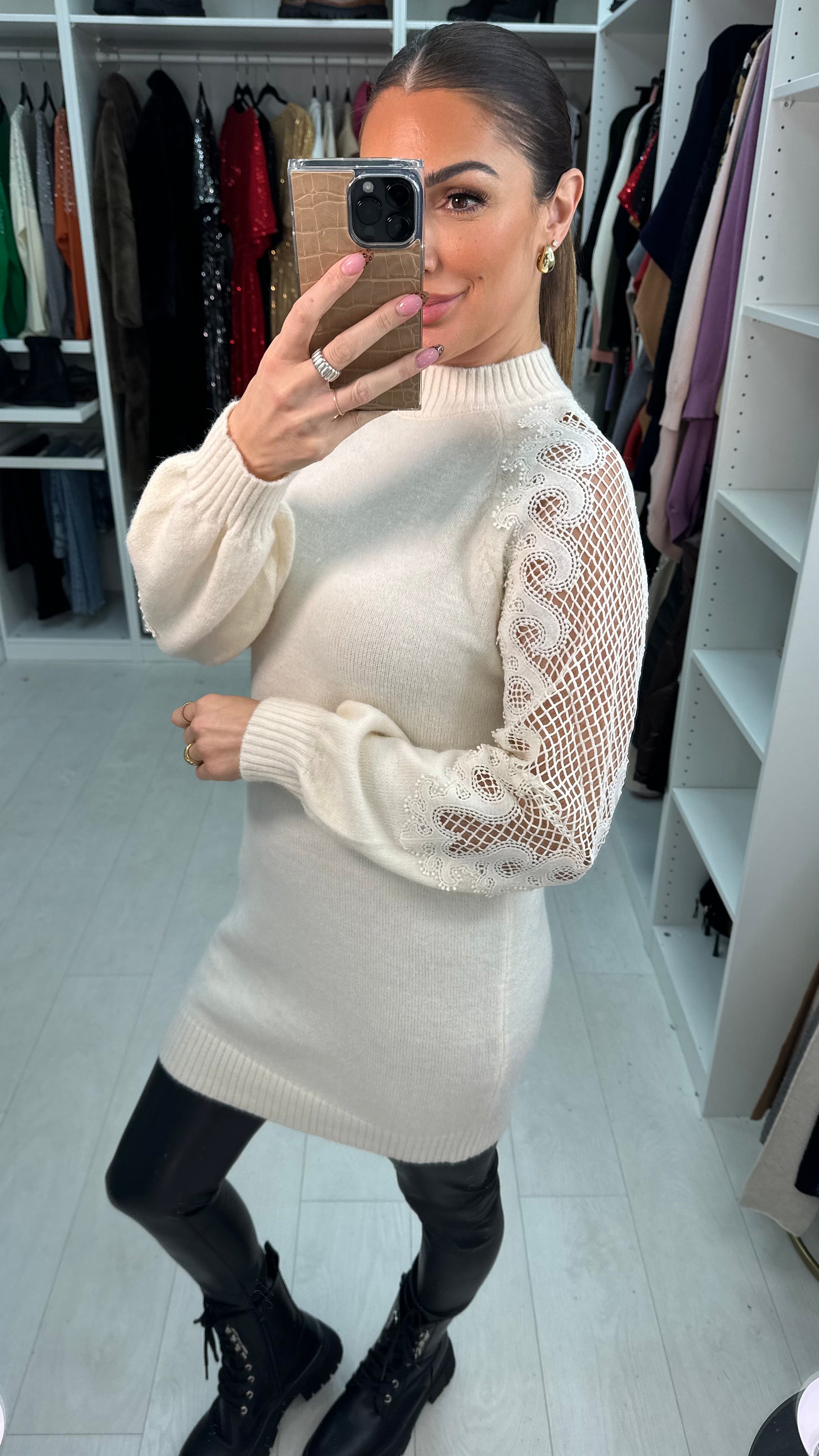 Palmira Crochet Sleeve Knit Tunic