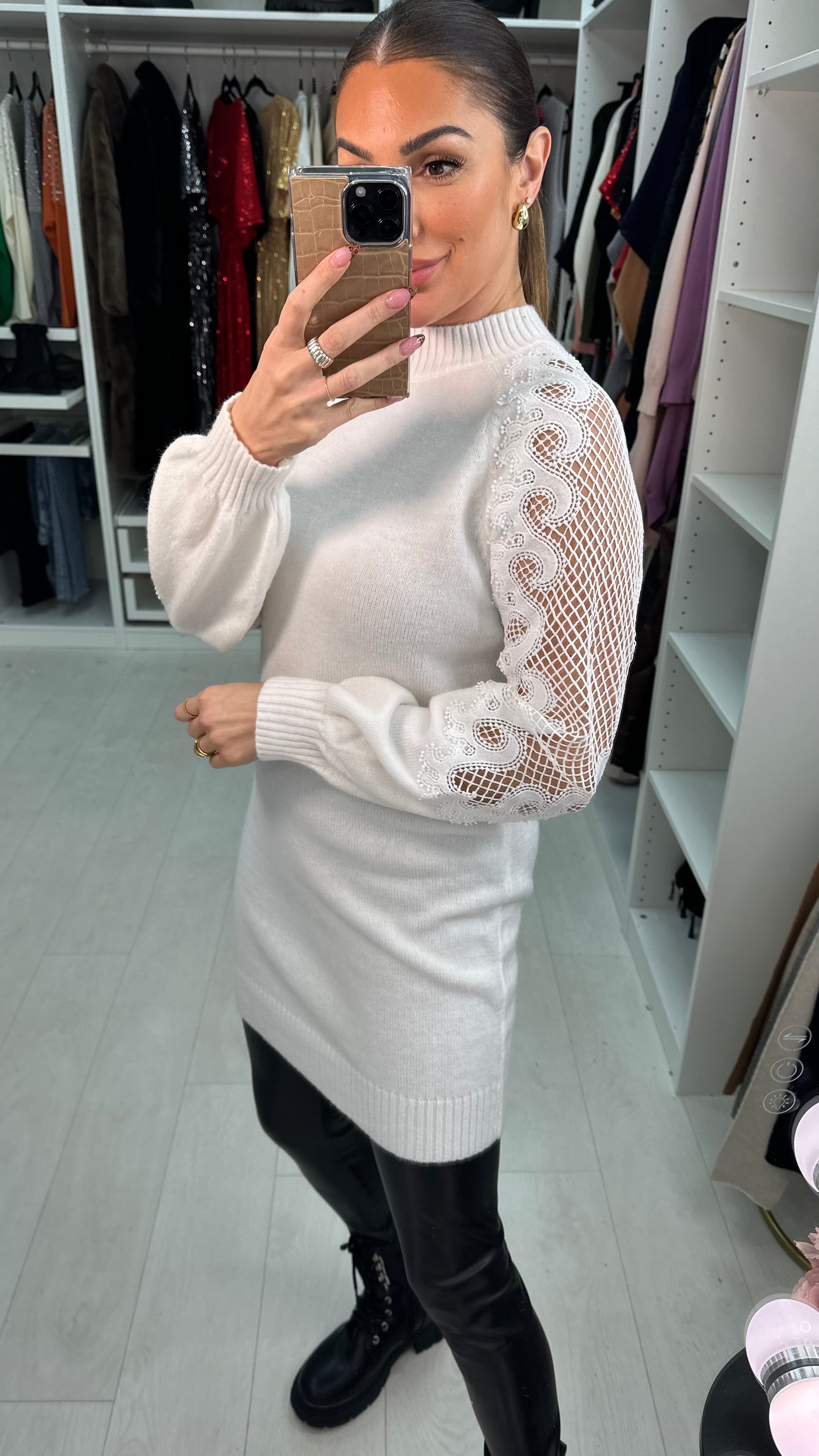 Palmira Crochet Sleeve Knit Tunic