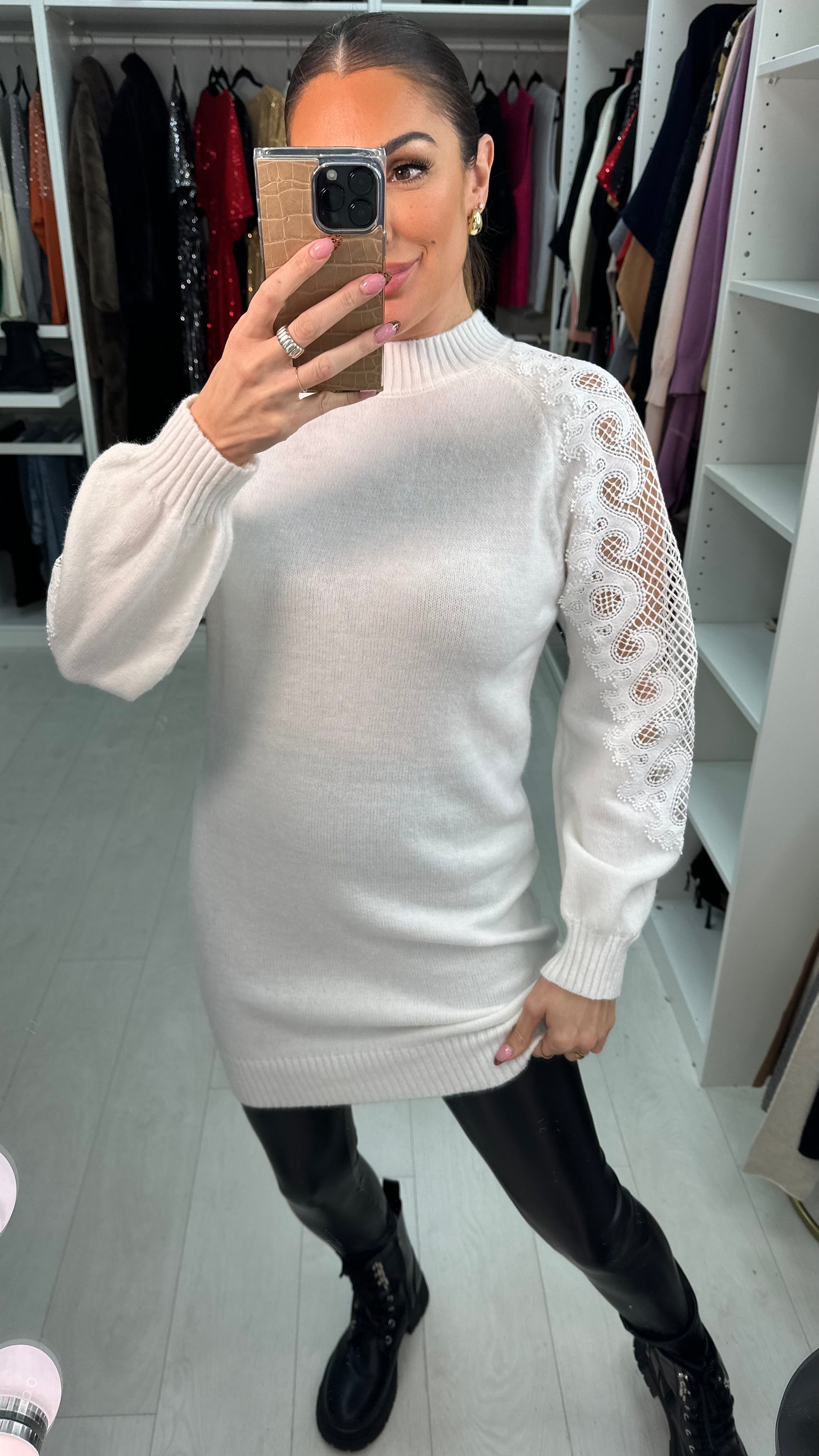 Palmira Crochet Sleeve Knit Tunic