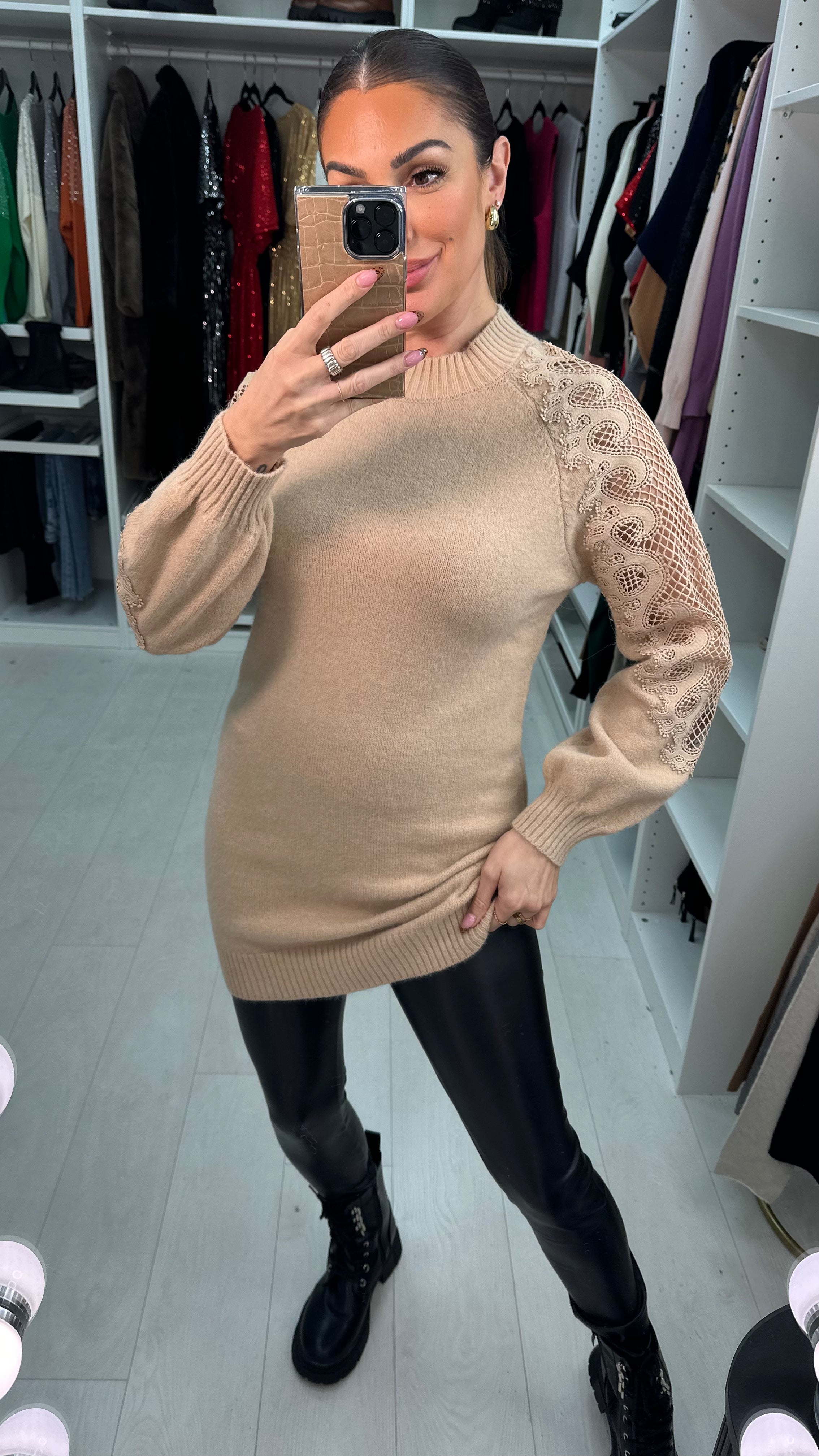 Palmira Crochet Sleeve Knit Tunic