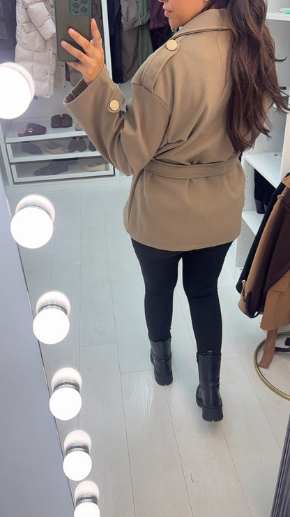 Darianne Plain Military Style Belted Jacket