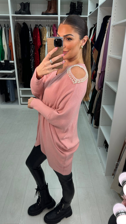 Daliah Pearl Cold Shoulder V-Neck Jumper