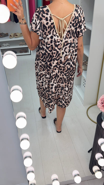 Paulette Leopard Print Slinky Midi Dress
