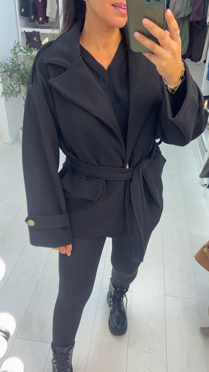 Darianne Plain Military Style Belted Jacket