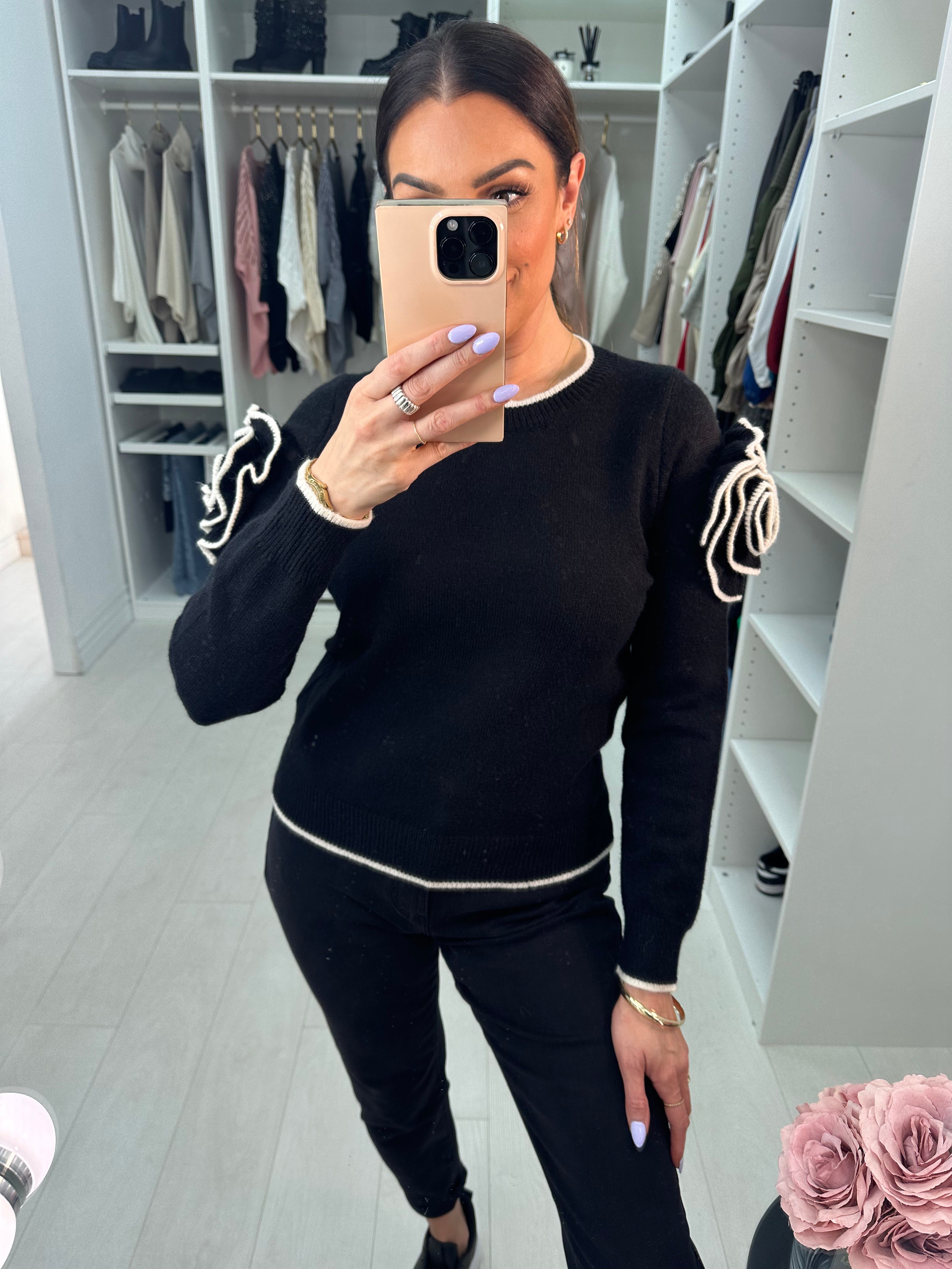 Daniella 3D Flower Sleeve Jumper