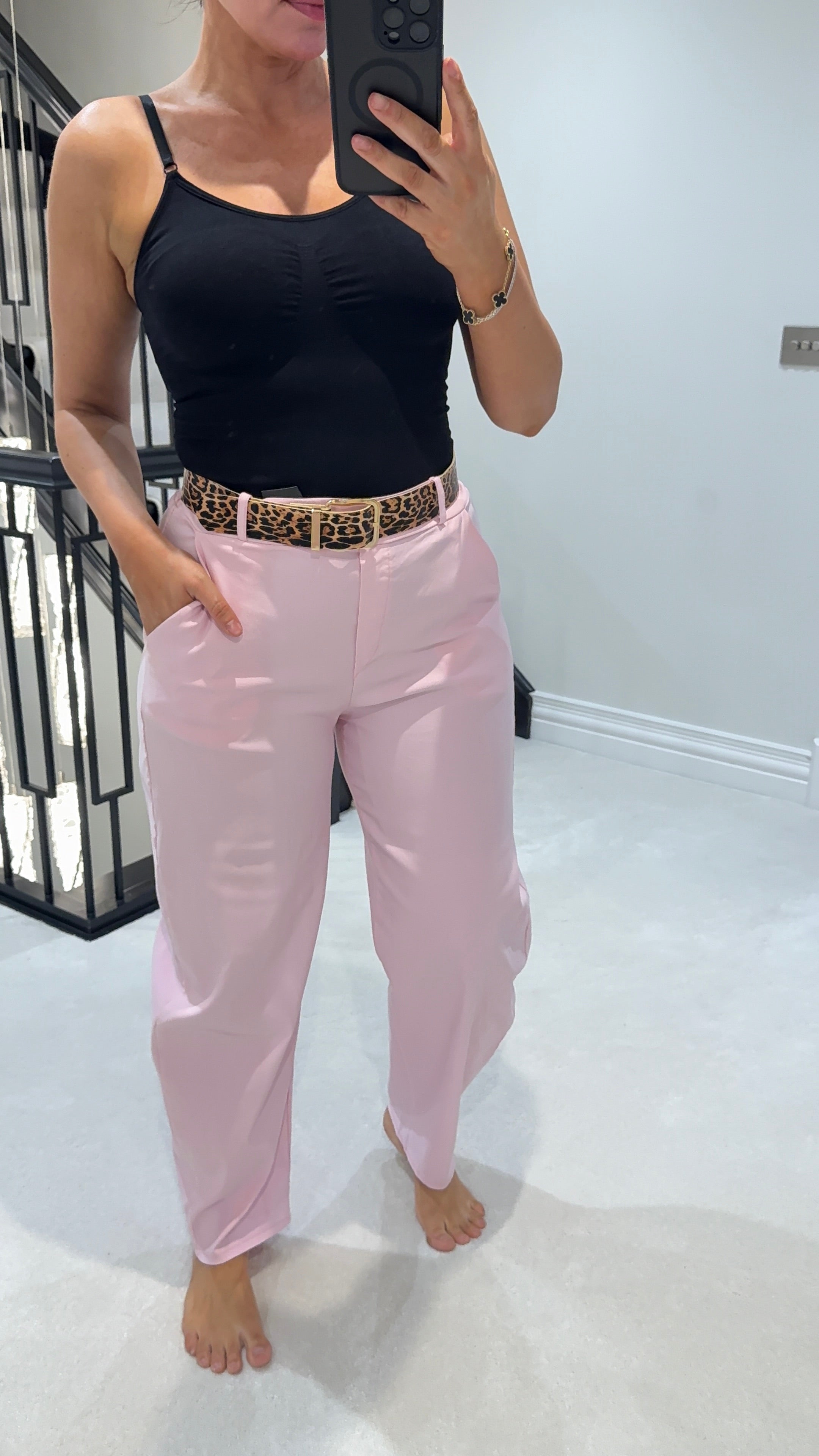 Nikko Plain Barrel Leg Belted Magic Trousers