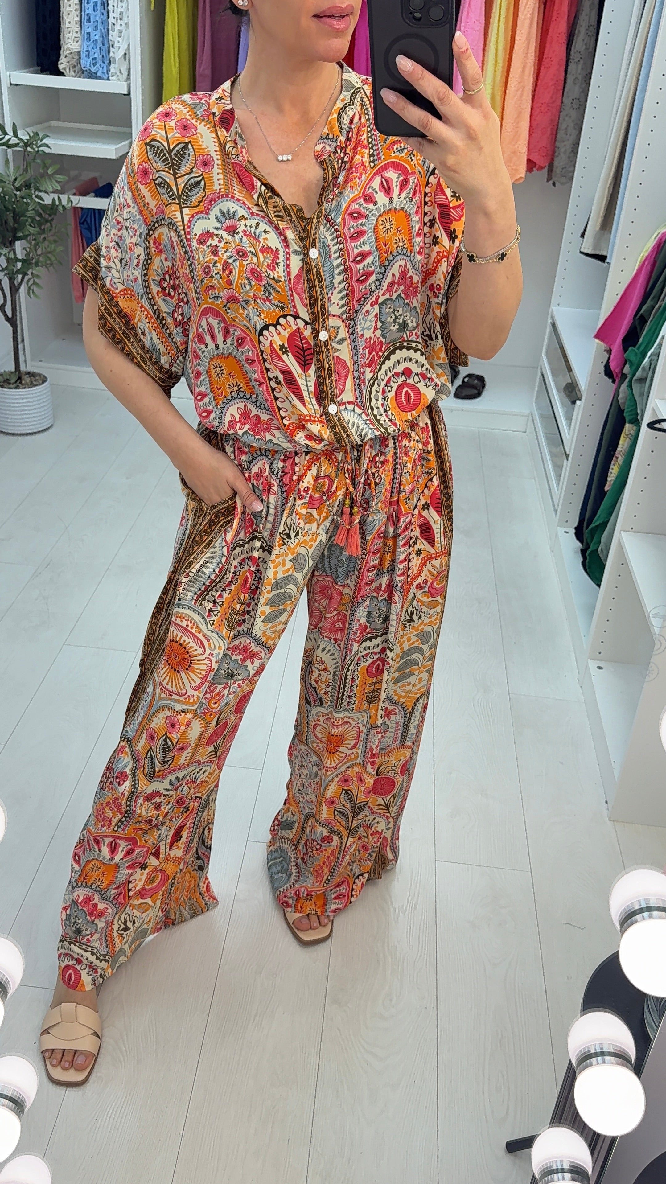Violette Abstract Floral Print Loose Fit Co-Ord Set