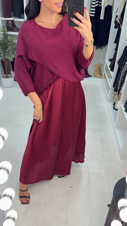 Kaiya Knit & Satin Maxi Dress