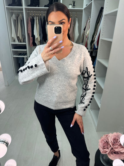 Samuel Sleeve Pattern V-Neck Jumper