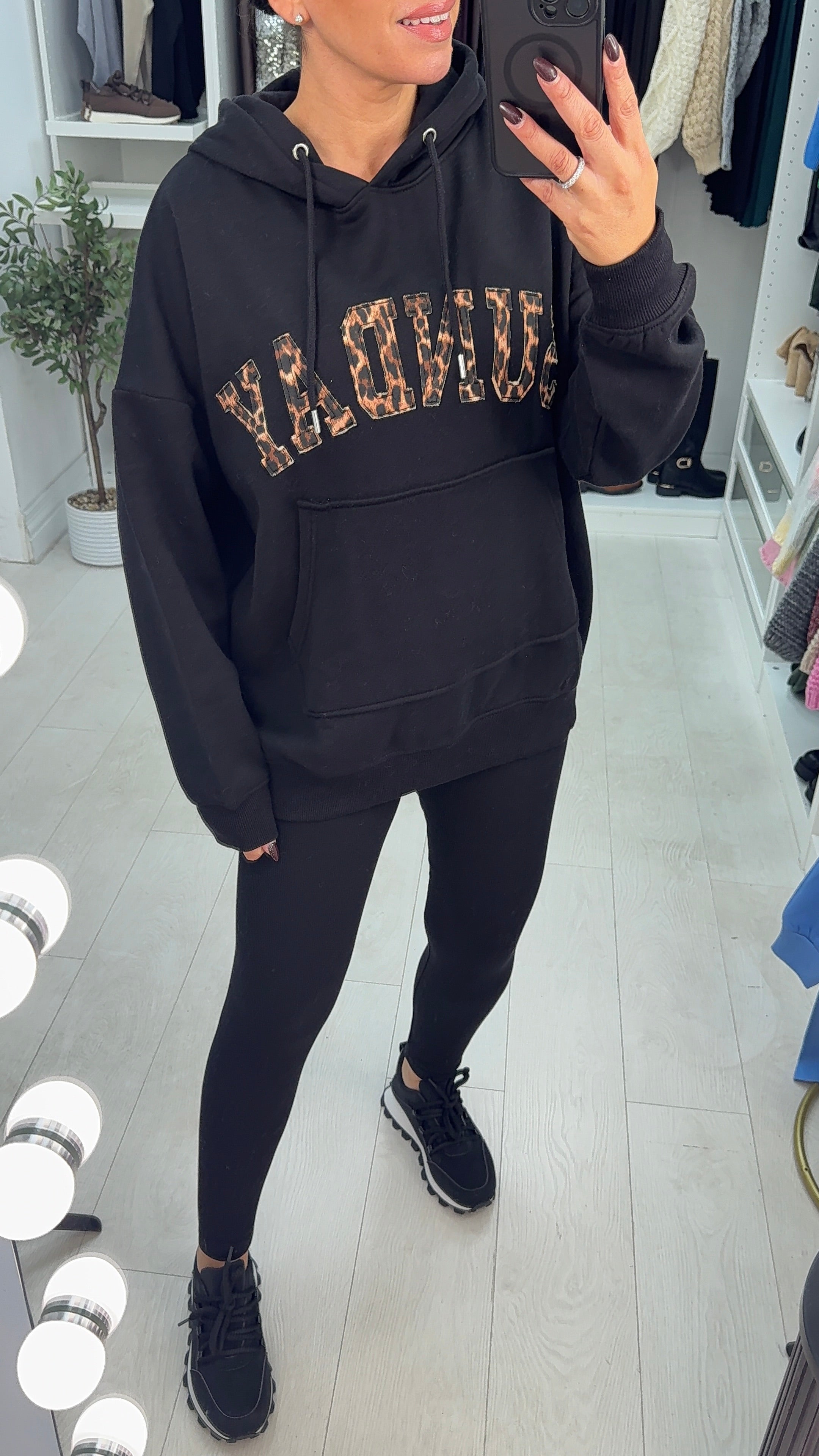 Lyndsey Leopard Print 'Sunday' Slogan Co-Ord Set