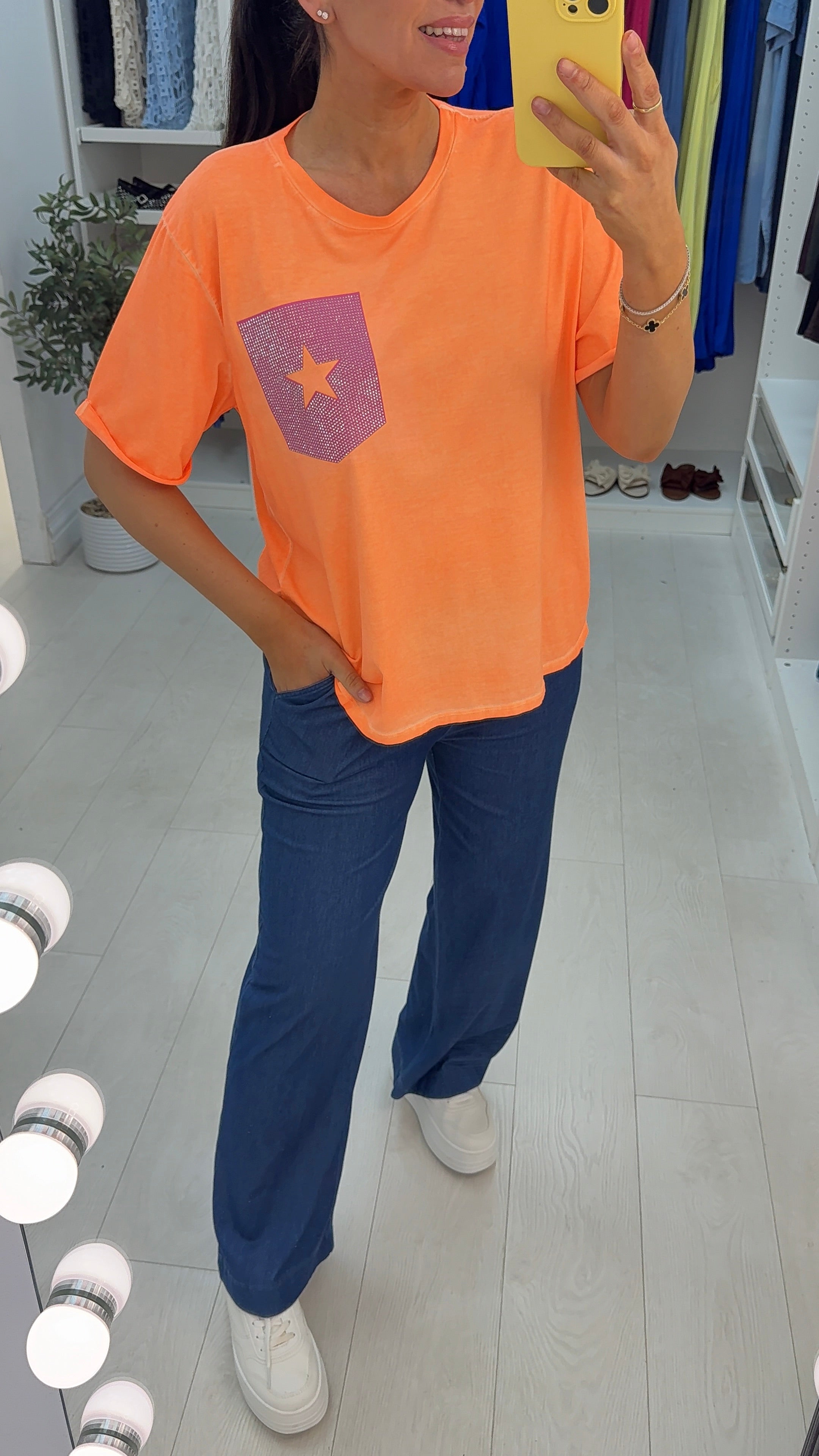 Rayne Plain Diamante Detail Short Sleeve T-Shirt