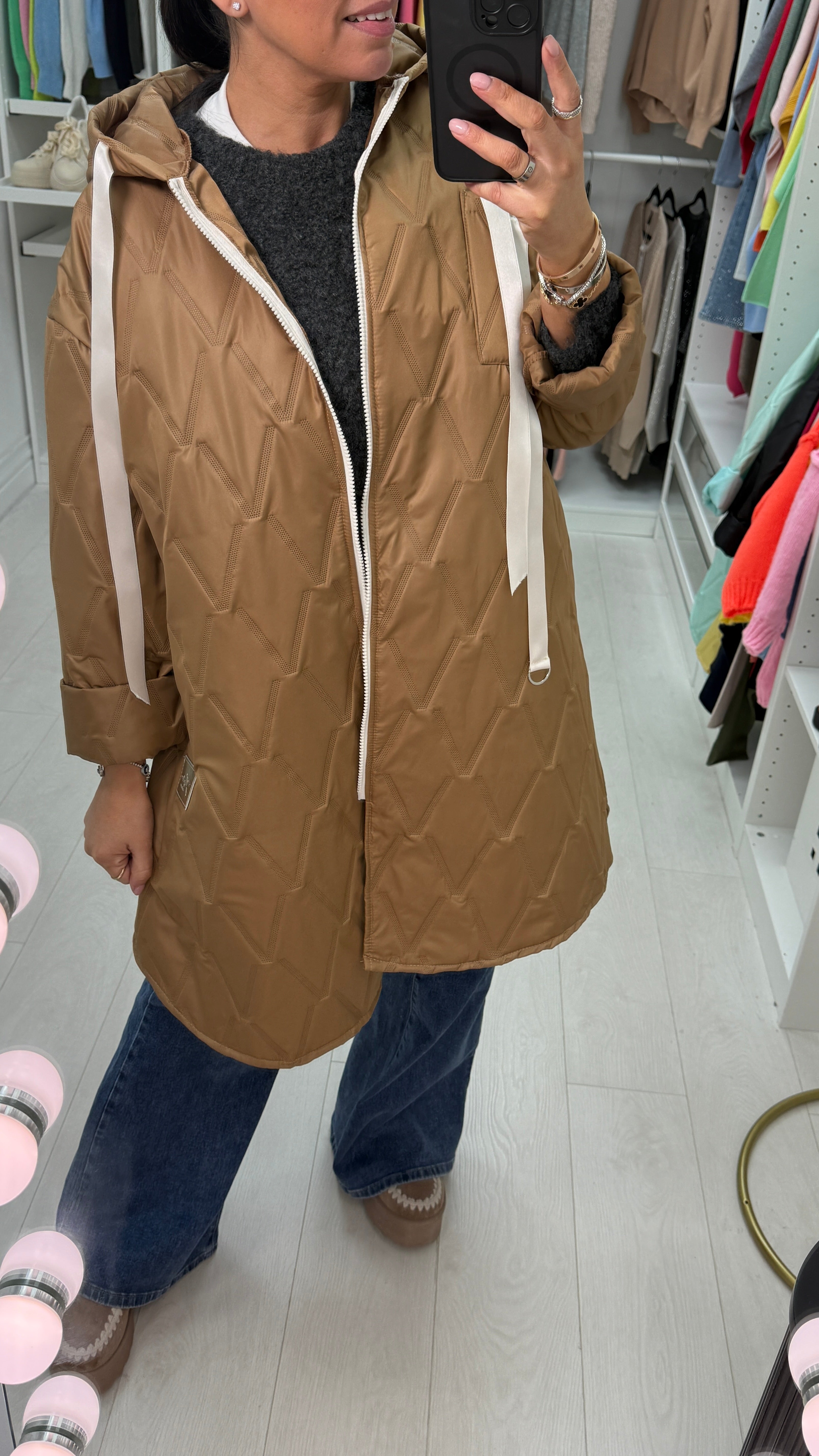 Trina Plain Lightweight Hooded Oversized Jacket