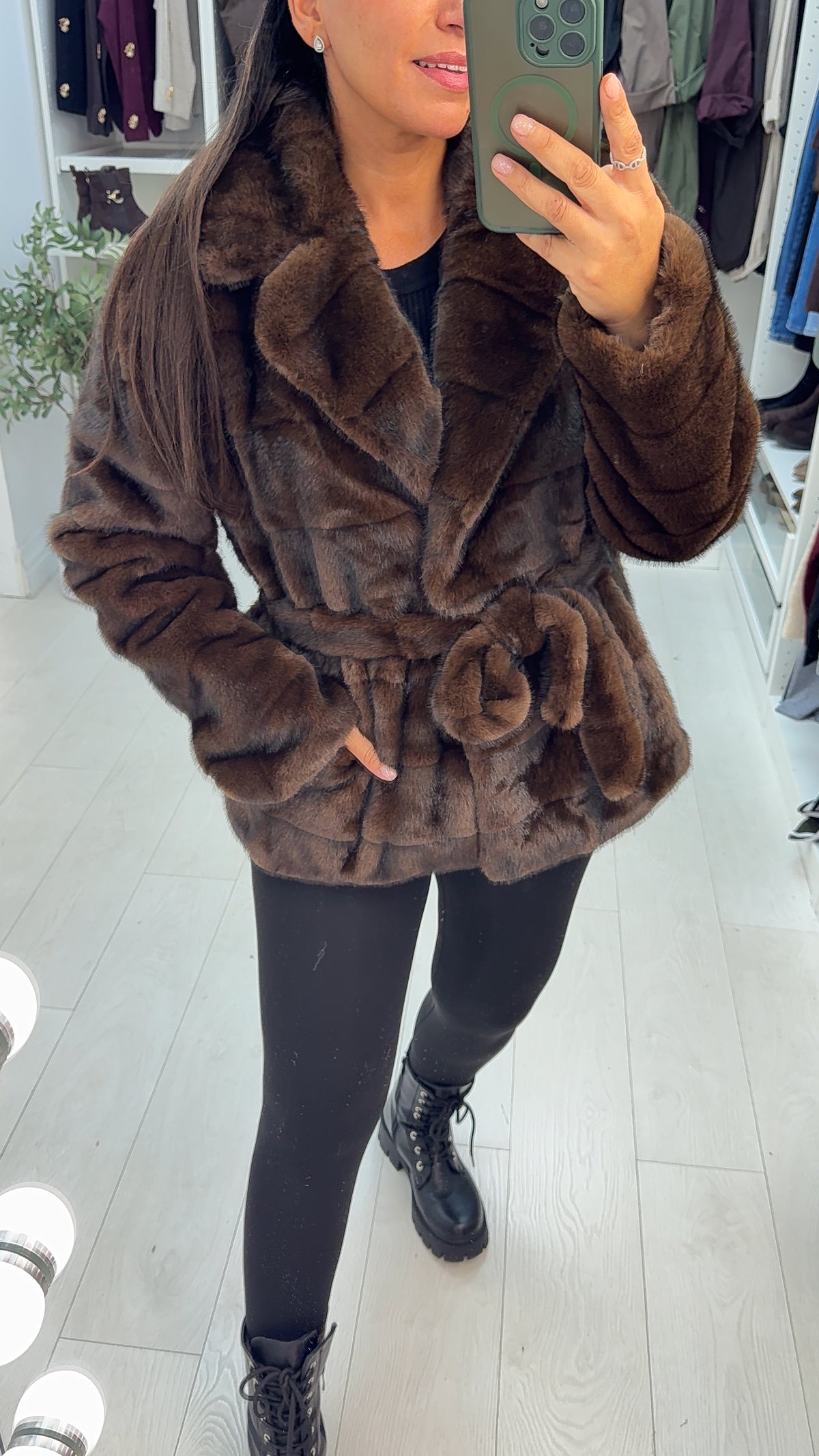 Paola Faux Fur Belted Jacket