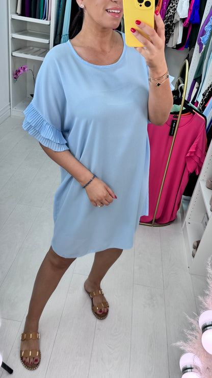 Jordan Pleated Frill Sleeve Loose Fit Dress