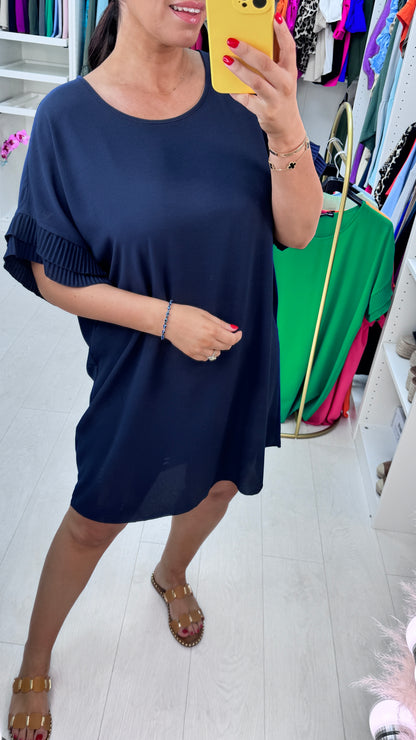 Jordan Pleated Frill Sleeve Loose Fit Dress