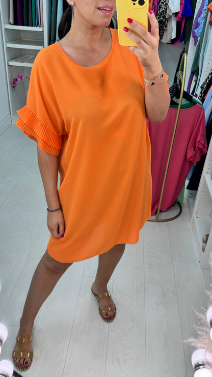 Jordan Pleated Frill Sleeve Loose Fit Dress