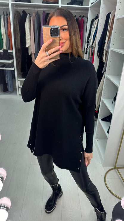 Micaela Crochet Shoulder Detail Loose Fit Knit Jumper