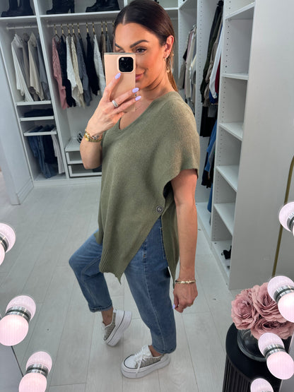 Kimberly Side Button Poncho Jumper