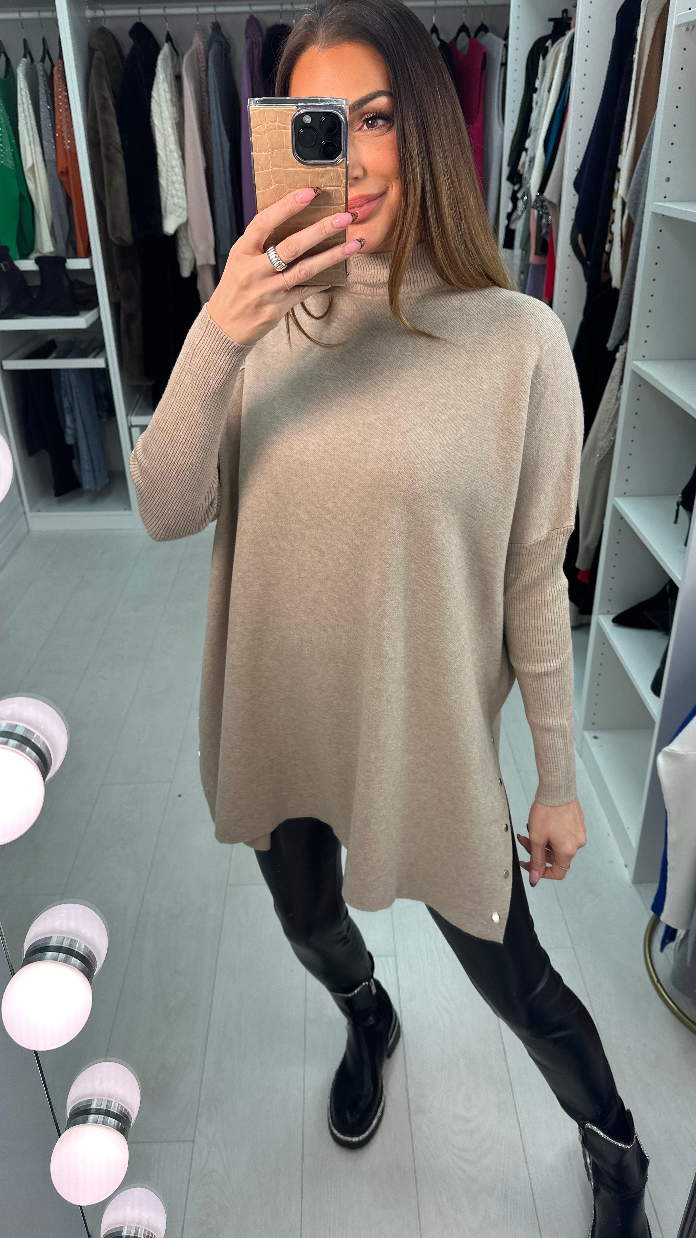 Micaela Crochet Shoulder Detail Loose Fit Knit Jumper