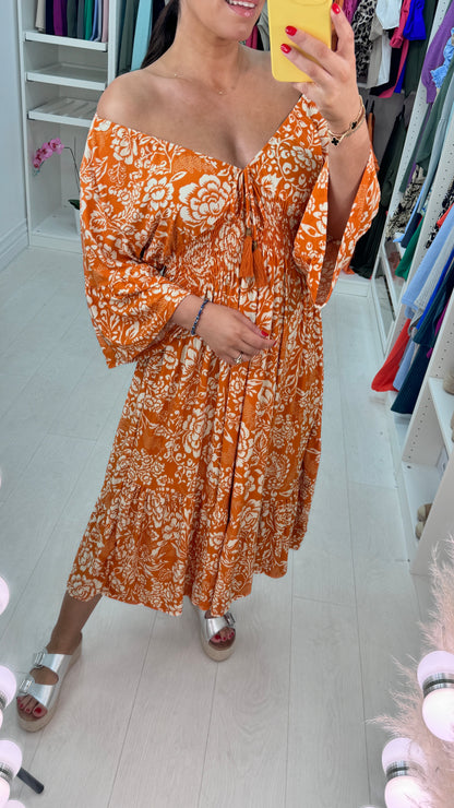 Holly Floral Tassel Tie Magic Midi Dress