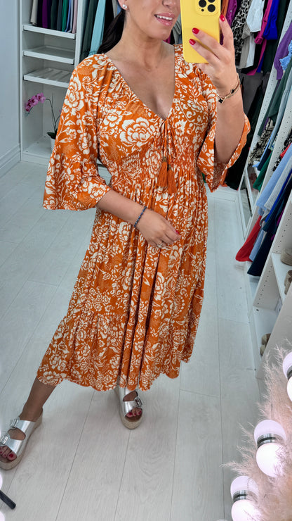 Holly Floral Tassel Tie Magic Midi Dress
