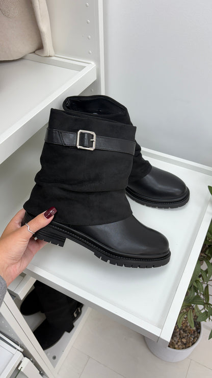 Sammy Faux Suede & Faux Leather Ankle Boots