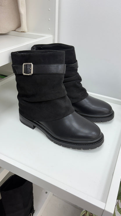 Sammy Faux Suede & Faux Leather Ankle Boots