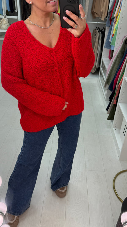 Katie Boucle Super Soft V Neck Jumper