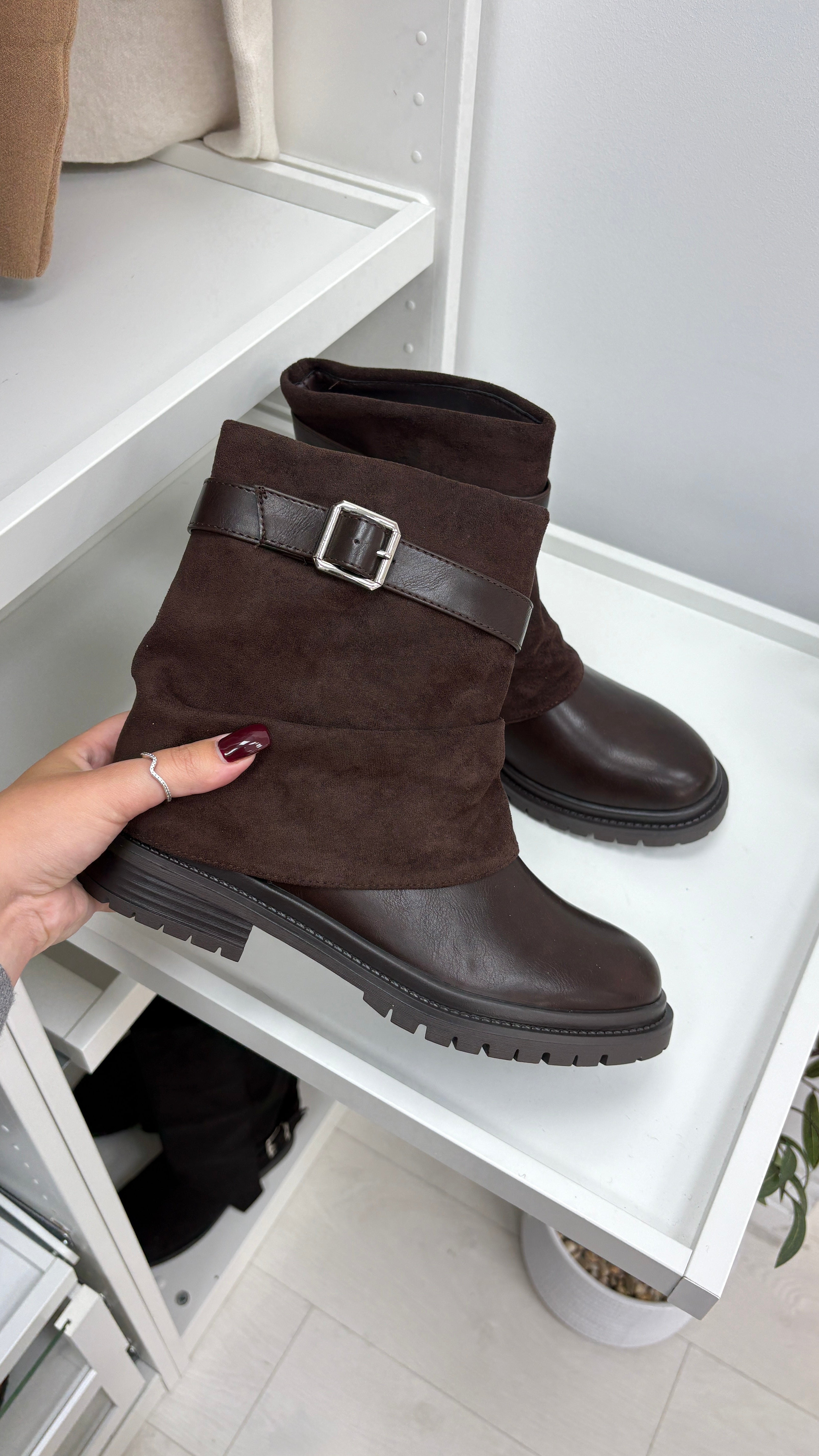 Sammy Faux Suede & Faux Leather Ankle Boots