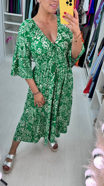 Holly Floral Tassel Tie Magic Midi Dress