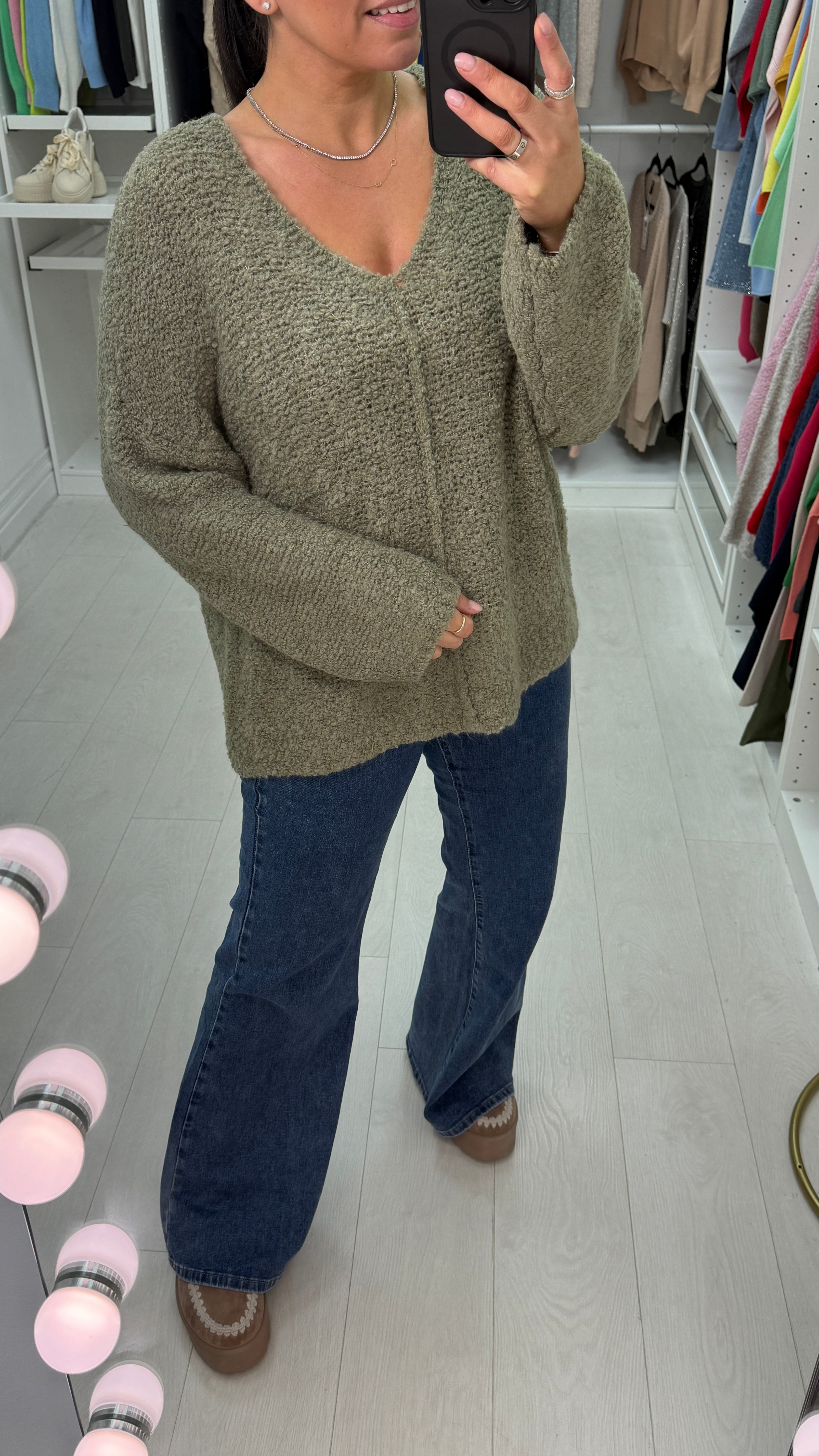 Katie Boucle Super Soft V Neck Jumper