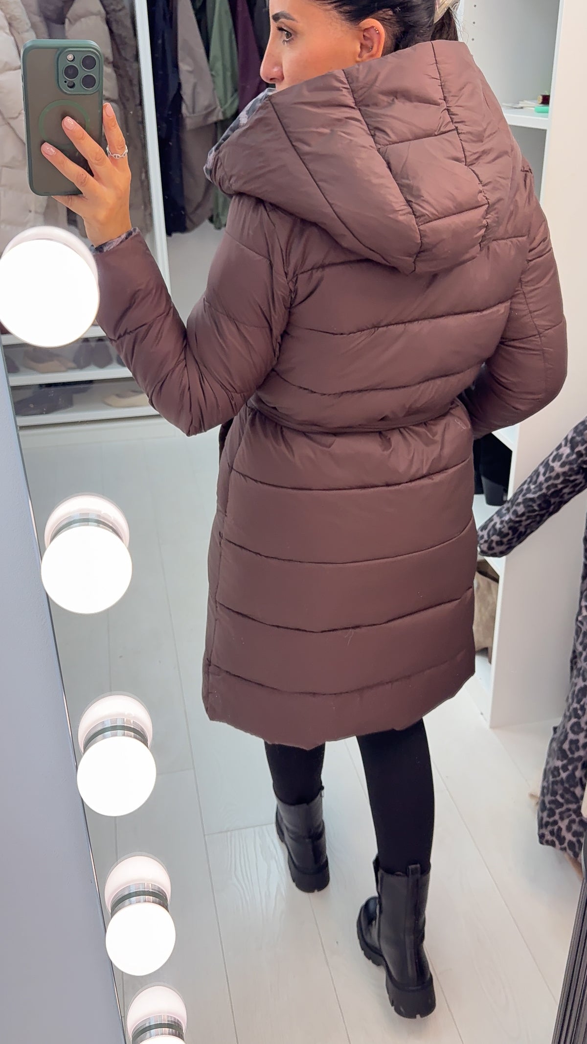 Corinne Reversible Longline Leopard Puffer Coat