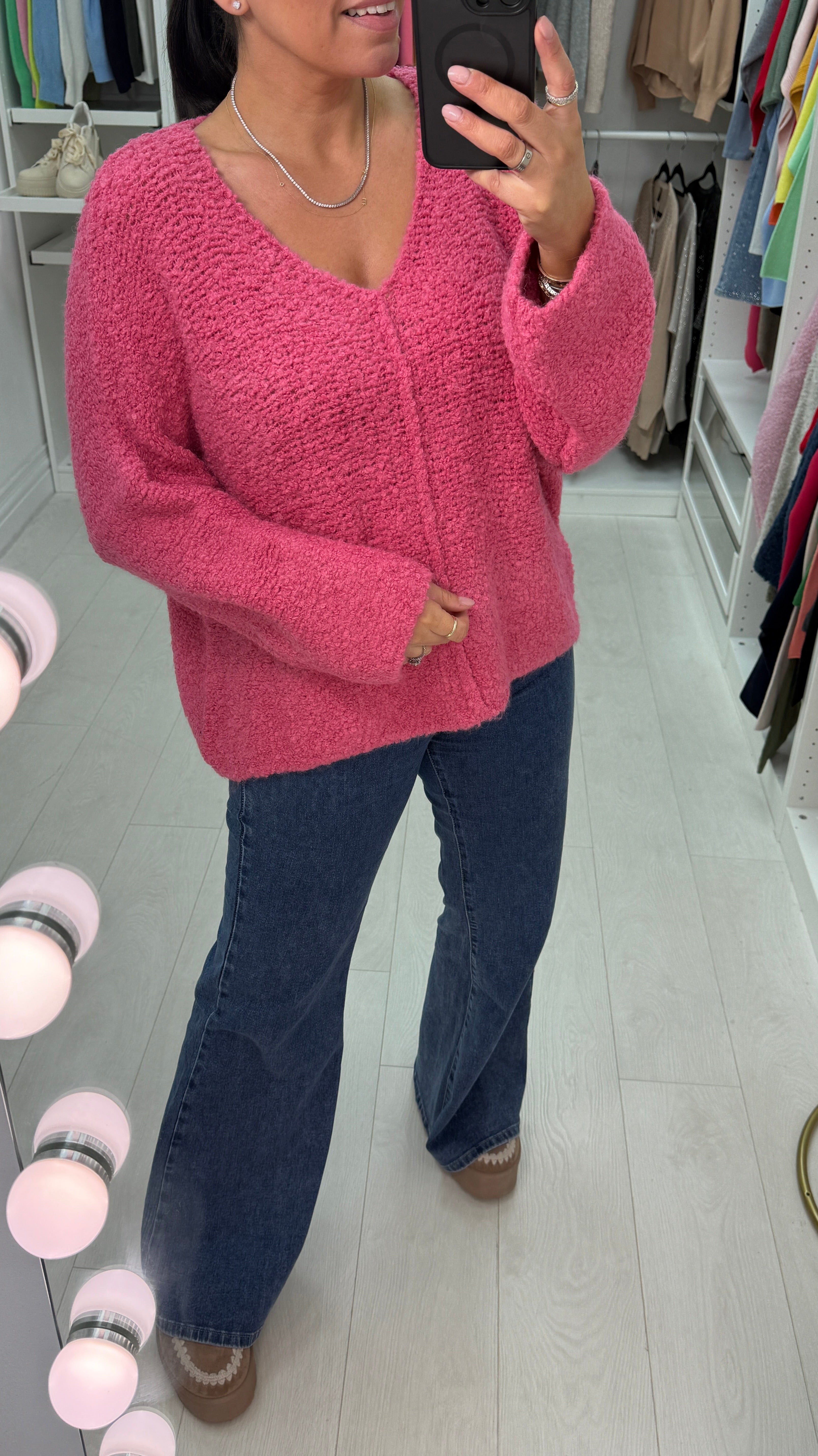 Katie Boucle Super Soft V Neck Jumper