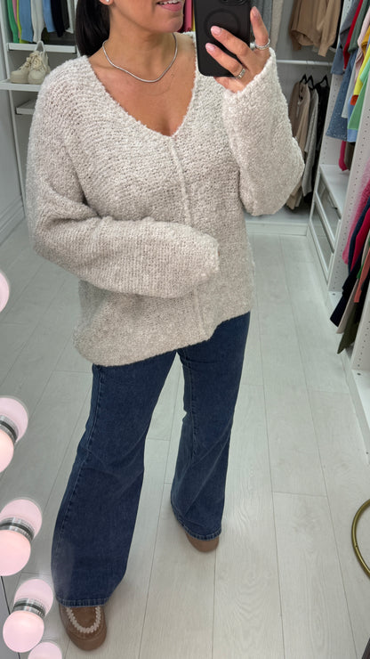 Katie Boucle Super Soft V Neck Jumper