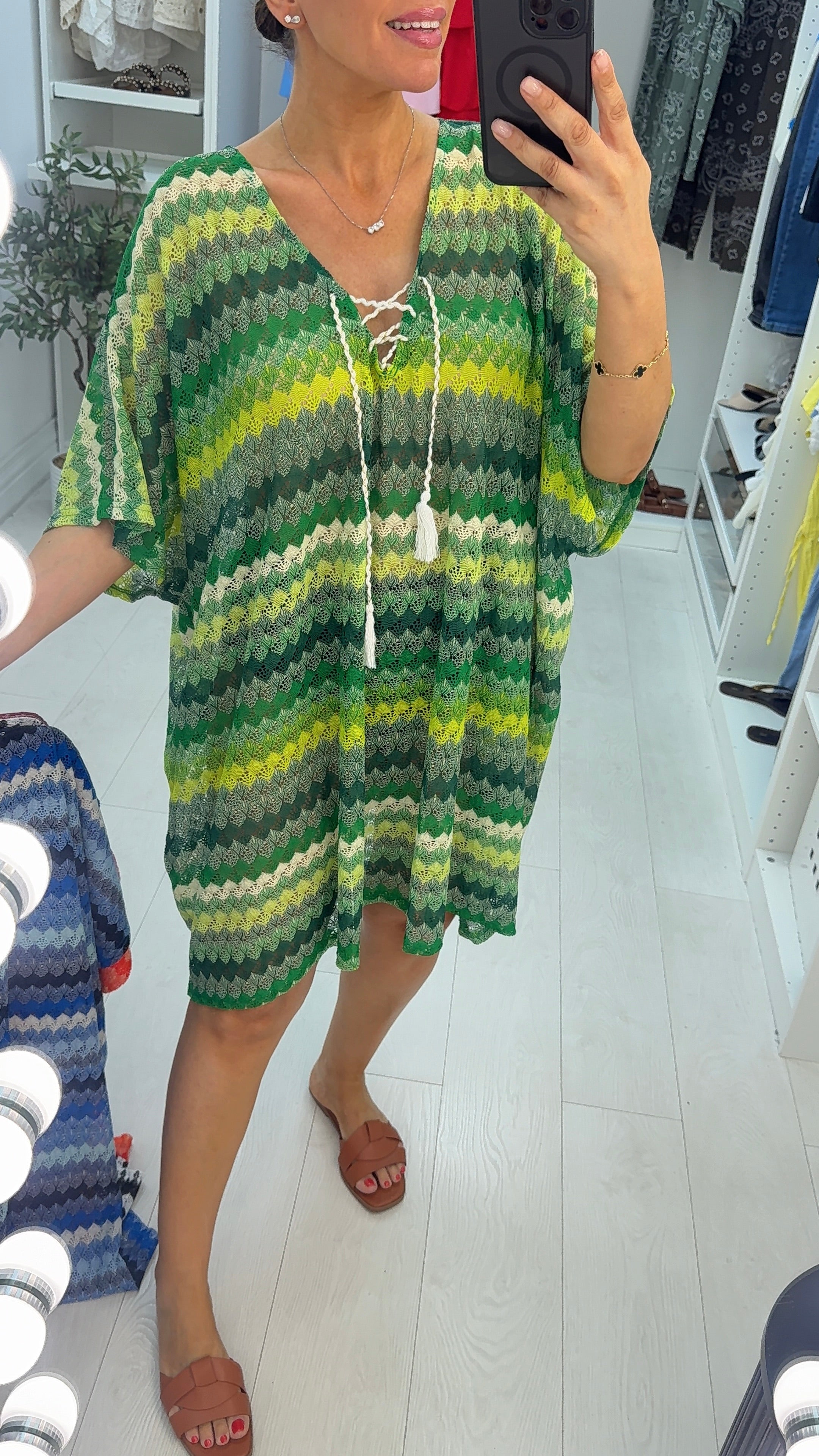 Talise V Neck Loose Fit Crochet Dress