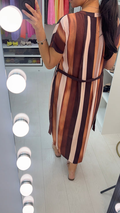 Alisia Striped Button Front Maxi Dress