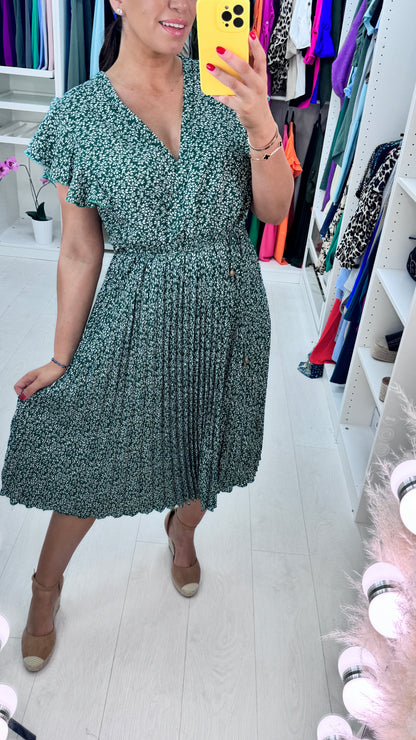 Trudy Wrap Effect Pleat Dress