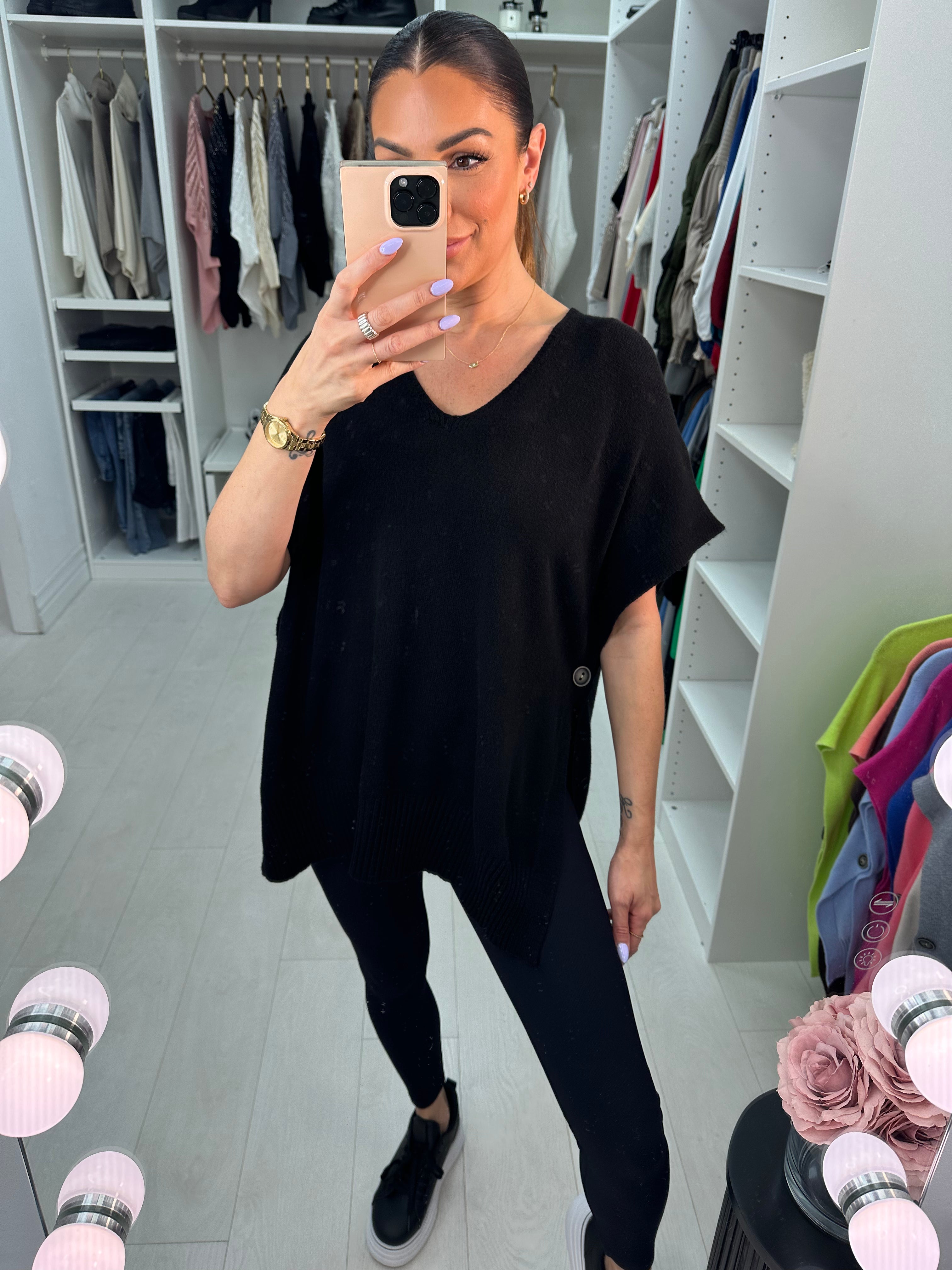 Kimberly Side Button Poncho Jumper