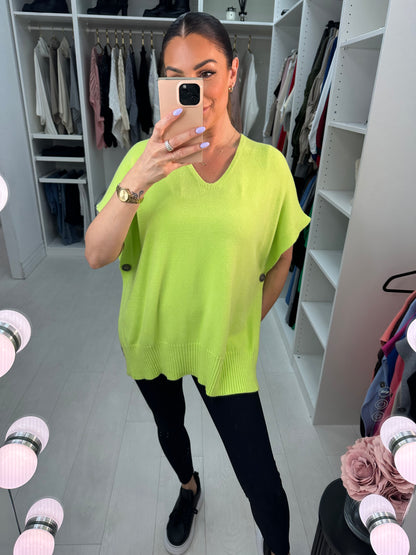 Kimberly Side Button Poncho Jumper