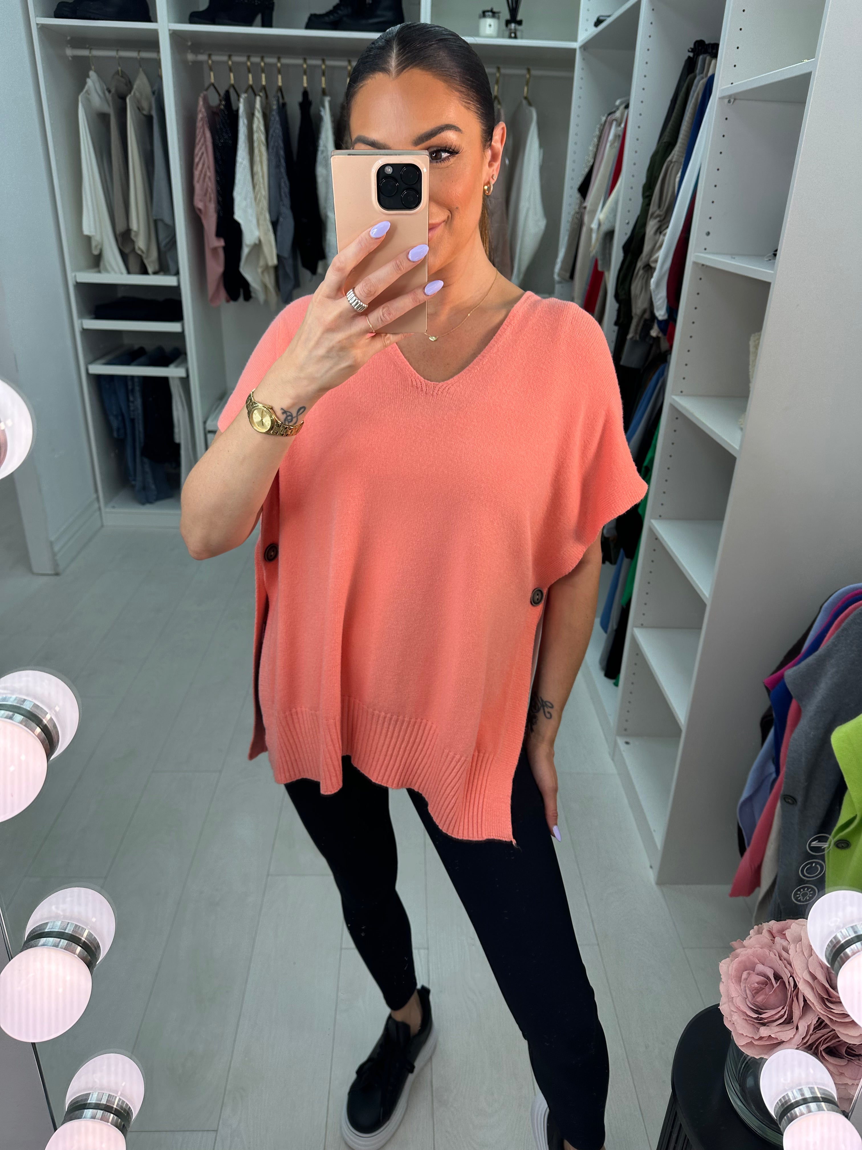 Kimberly Side Button Poncho Jumper