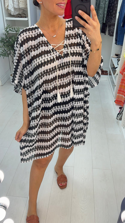 Talise V Neck Loose Fit Crochet Dress