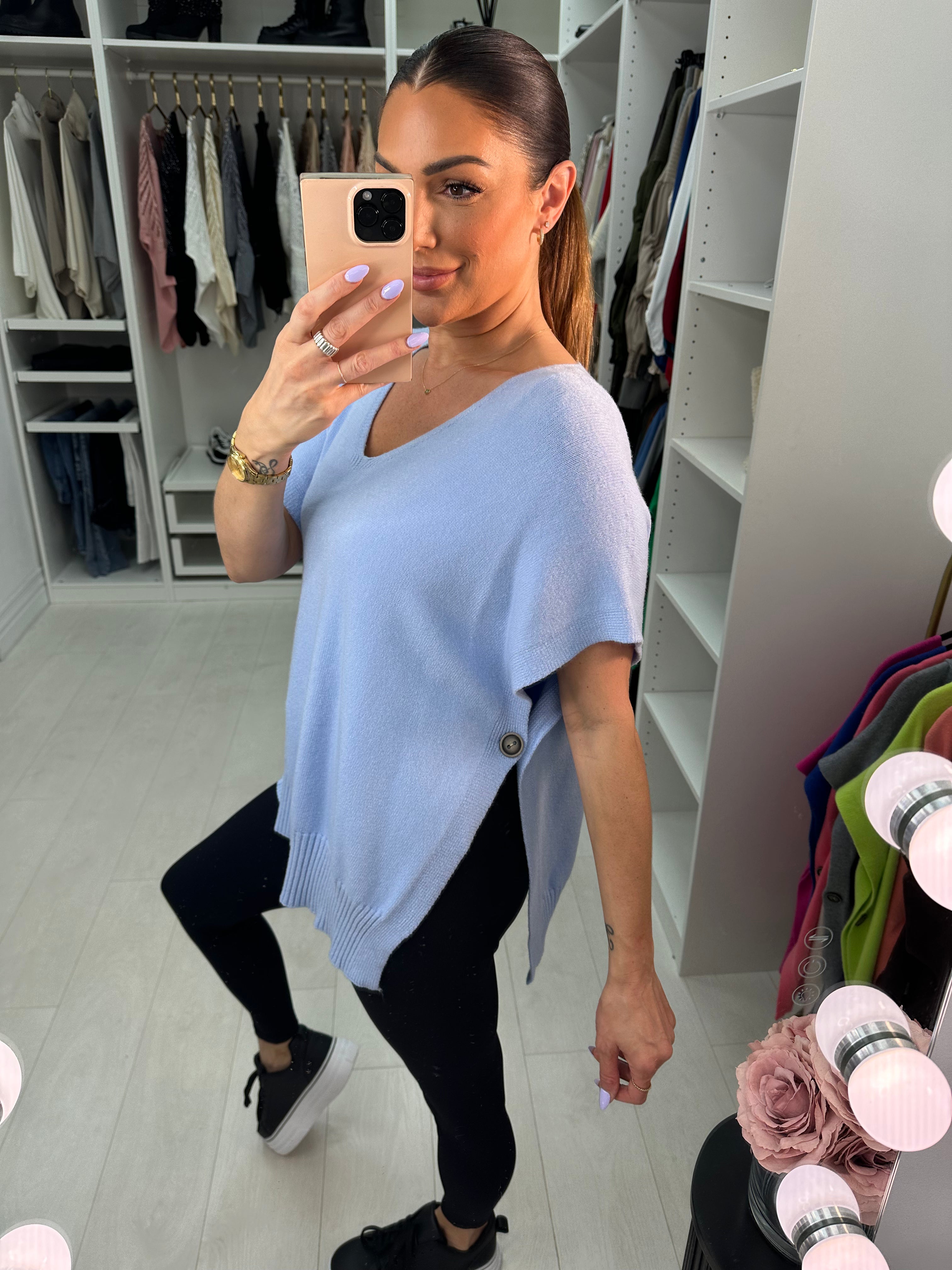 Kimberly Side Button Poncho Jumper