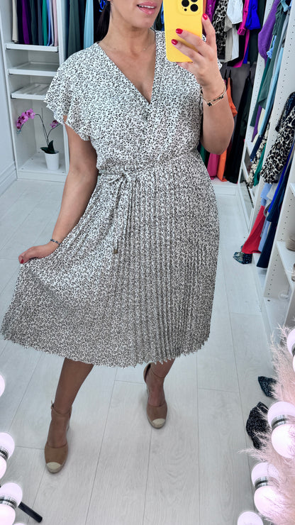 Trudy Wrap Effect Pleat Dress