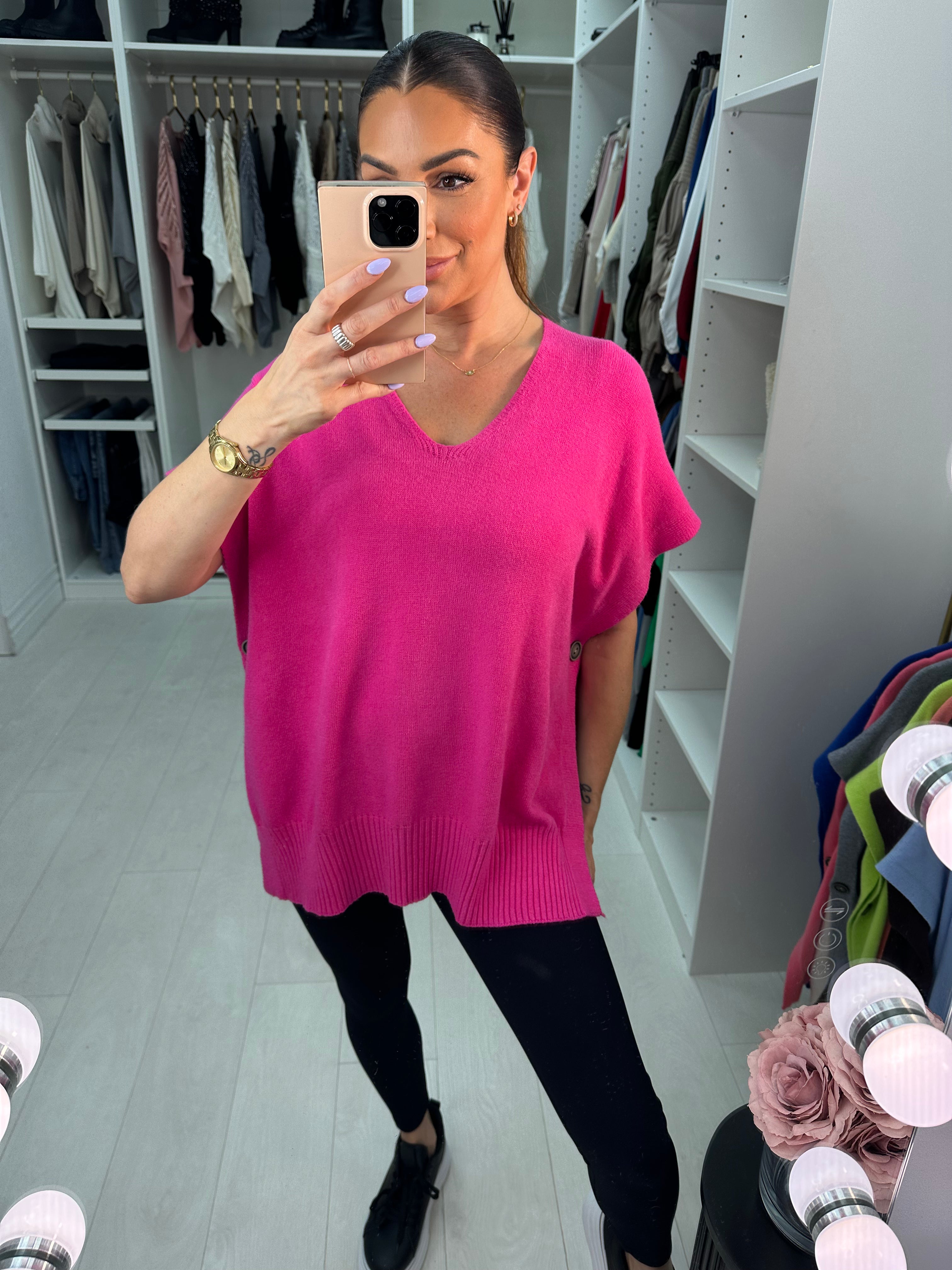 Kimberly Side Button Poncho Jumper