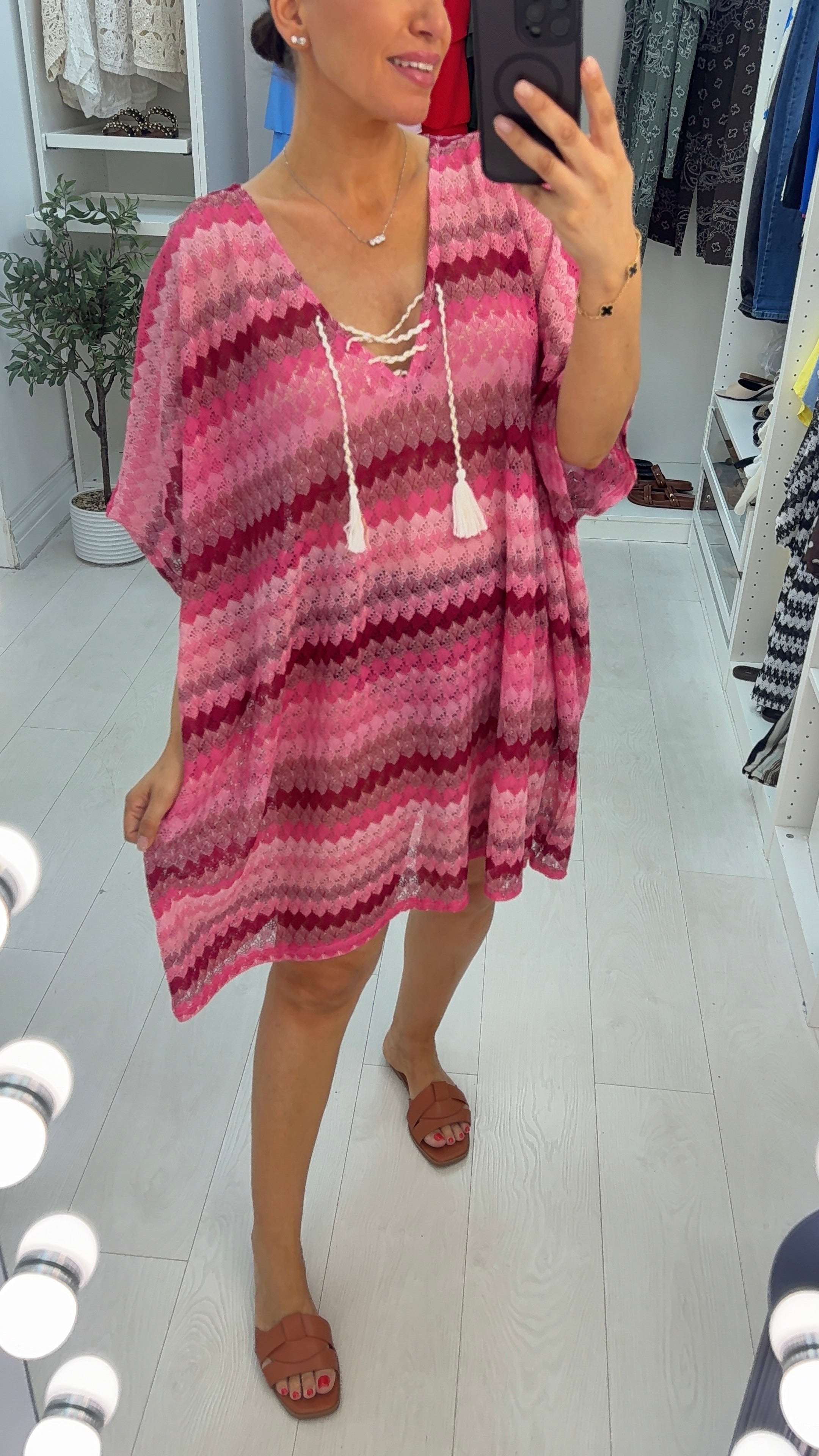 Talise V Neck Loose Fit Crochet Dress
