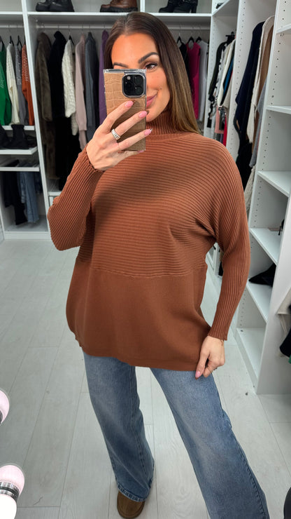 Sabrina Plain Ribbed Roll Neck Jumper