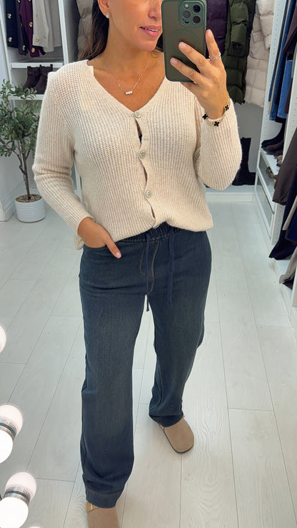 Thea Elasticated Waist Denim Trousers