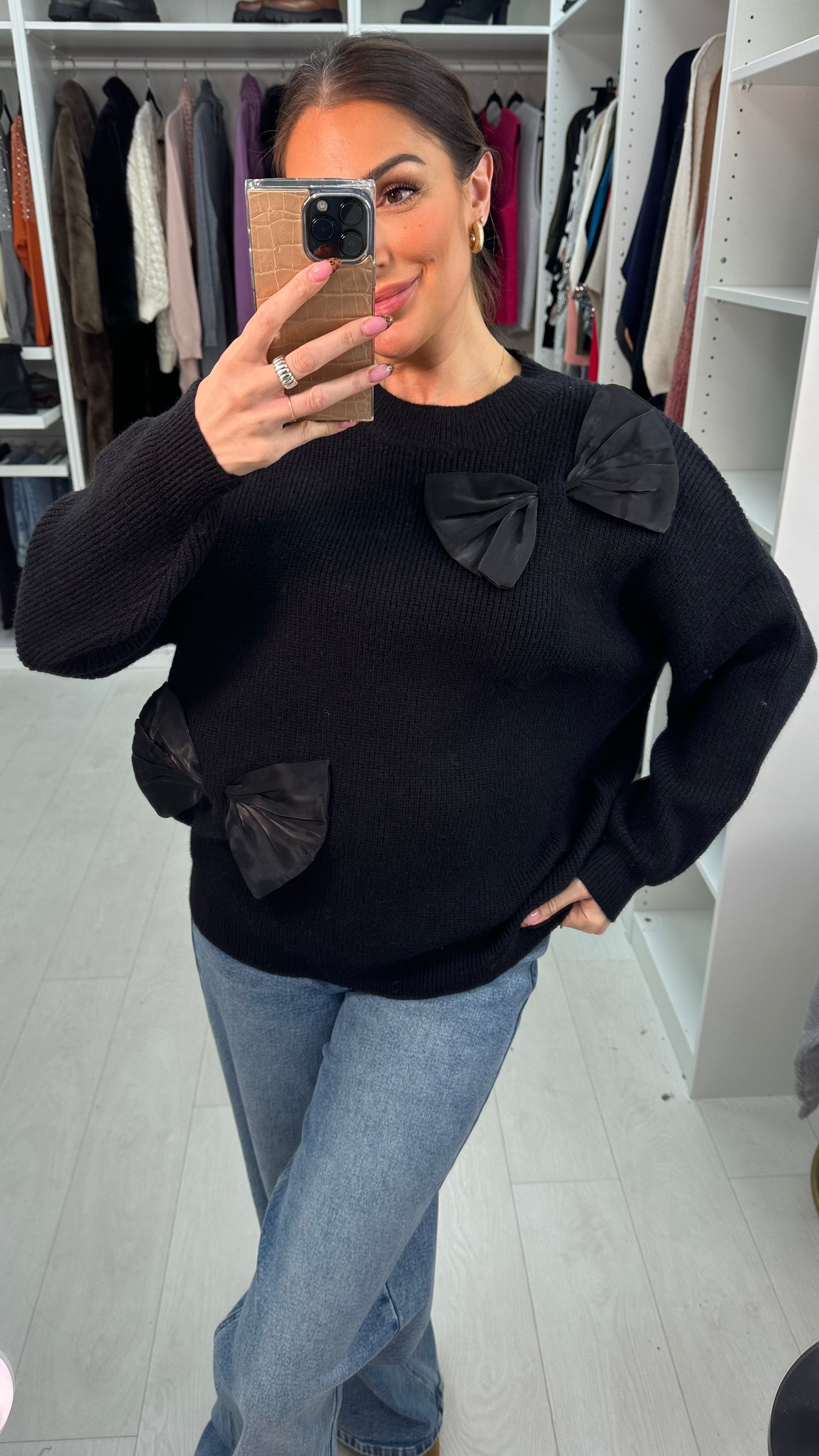Marion Plain Bow Detail Knit Jumper
